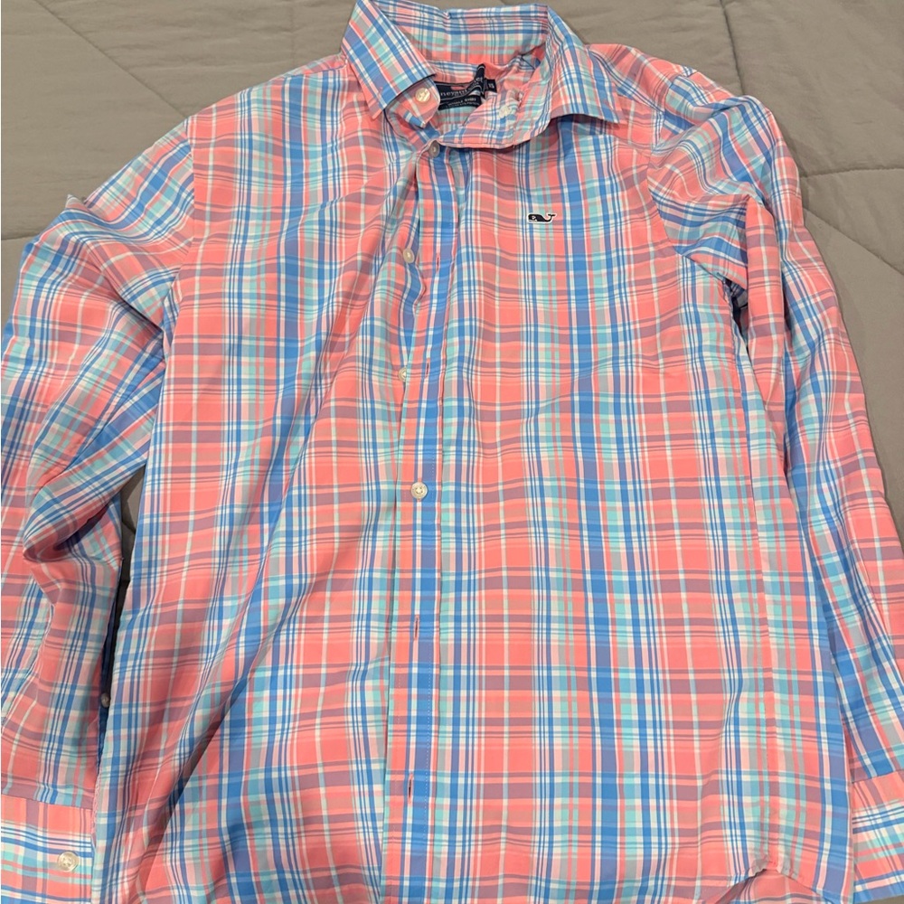Vineyard Vines Pink and Blue Plaid Shirt